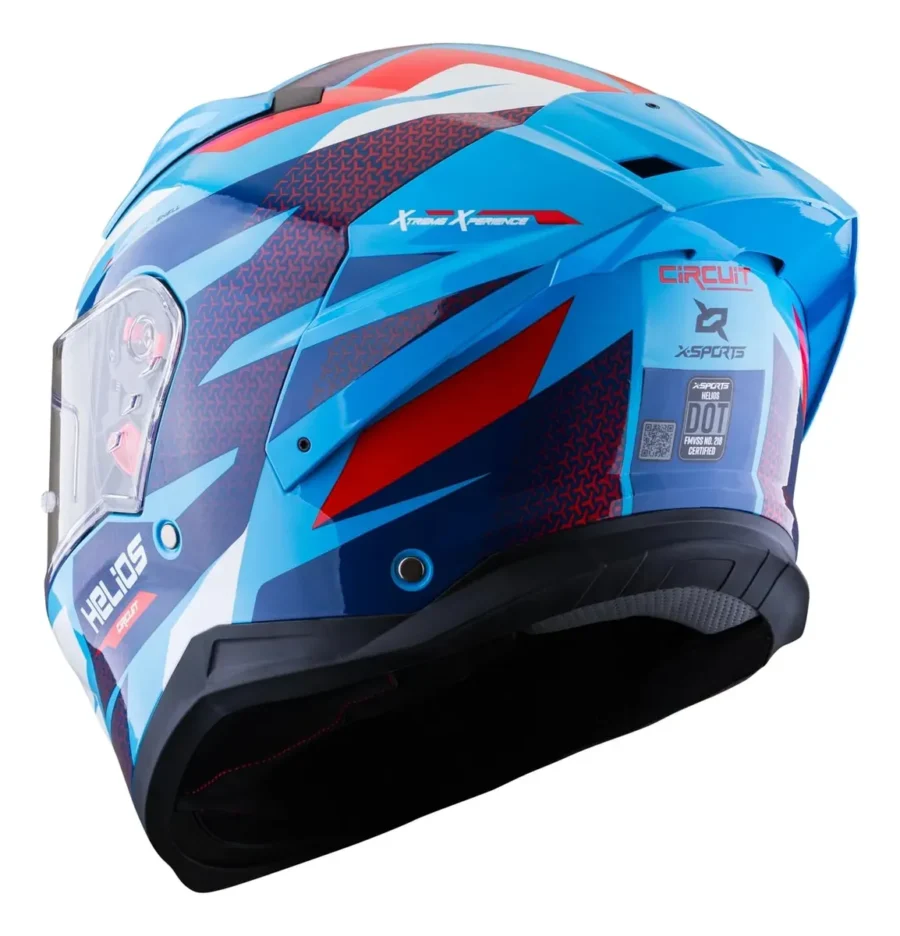 CASCO X-SPORTS HELIOS CIRCUIT NEGRO AZUL BRILLANTE CERRADO TALLA S - Imagen 4
