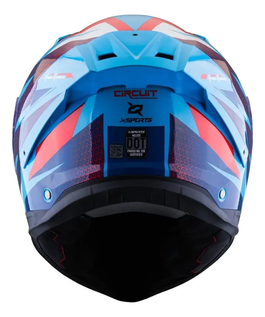 CASCO X-SPORTS HELIOS CIRCUIT NEGRO AZUL BRILLANTE CERRADO TALLA S - Imagen 6